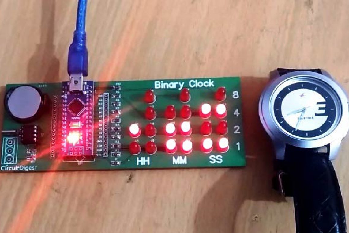 crisstel.ro Arduino – ceas binar Ce este ceasul binar ? Spre deosebire de un ceas obișnuit cu numere sau cu limbă mai există o variantă de ceasuri ce reprezinta ora și minutul în format binar Un ceas de timp real (RTC) LED-urile ceasului se vor aprinde în funcție de codul binar Dacă în codul binar vei întâlni un „1“ logic atunci LED-ul va sta aprins sau stins dacă este vorba de un „0“ logic Ceasul de timp real este un circuit integrat specializat în a menține timpul adică funcționează asemănător cu un ceas RTC-ul este util deoarece placa Arduino nu este destinată pentru a face acest lucru Cum se construiește un ceas binar ? Ceasul se poate alimenta fie dintr-un alimentator extern sau dintr-o baterie Fiecare LED se conectează la pinii digitali ai plăcii Arduino Nu uita ca fiecare LED se înseriază cu câte o rezistenta de 220 de Ohmi